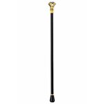 Canne épée facettée dorée 94 cm de luxe avec finition noire et détails dorés élégants.