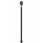 Canne épée tête de mort luxe noire avec poignée crâne argent et rouge, canne de collection élégante au design gothique