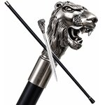 Canne épée tête de lion argentée avec lame cachée