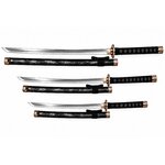 Ensemble de katanas japonais noirs haut de gamme avec fourreaux dragon
