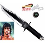 Couteau de survie Rambo First Blood Part II avec boussole, fil de pêche et allumettes