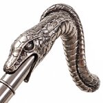 pommeau serpent canne épée luxe en métal argenté