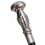 Canne épée luxe argentée avec pommeau main sculpté et détails floraux
