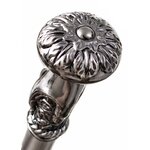 Pommeau de canne épée luxe en métal argenté avec motifs floraux