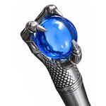 Canne épée dragon luxe avec pommeau boule bleue et finition métal