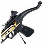 Arbalète pistolet 80 lbs noire et dorée Cobra System – détail poignée et visée