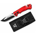 Couteau pliant Pompier K25 rouge avec étui nylon