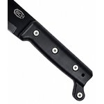 Gros plan du manche noir antidérapant de la machette SCK Full Tang.