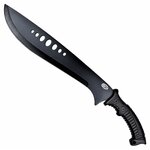 Machette coupe-coupe SCH à lame noire perforée et manche ergonomique.