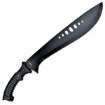 Machette SCH noire avec lame en acier inoxydable perforée, vue de lautre face.