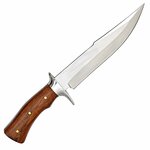 Grand couteau Bowie SCK à lame fixe avec manche en bois et garde argentée.