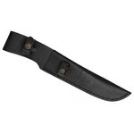 Étui double en cuir noir pour deux poignards LEOPARD avec passant ceinture et boutons pression.