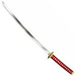 Katana japonais Dragon Katana 94,5 cm avec lame légèrement courbée en acier inoxydable et manche rouge tressé.