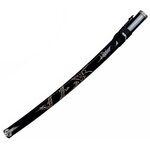 Fourreau noir en bois vernis pour katana japonais Dragon 98 cm, avec motifs décoratifs dorés et cordelette.