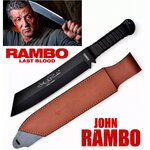 Couteau Rambo IV 42,5 cm en édition limitée avec étui en cuir et visuel John Rambo Last Blood.