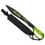 Machette de collection Zombie coupe-coupe 60 cm Albainox avec lame en acier inoxydable, manche vert et étui noir en nylon.
