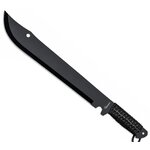 Machette coupe-coupe Albainox 50,8 cm avec lame noire de 36 cm et manche enveloppé de corde noire.