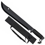 Machette coupe-coupe noire Albainox 50,8 cm avec poignée cordée antidérapante et étui de transport inclus.
