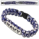 Bracelet paracorde survie + plaque métal Navy (2)