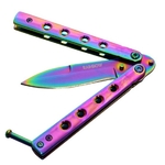 Balisong couteau papillon rainbow 16cm - pochette incluse...