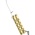 Balisong porte-clé 8,8cm - Couteau papillon doré.