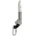 Couteau porte-clé pliant 12,5cm - Revolver gris acier.