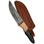 Poignard 22cm lame DAMAS - Couteau en bois et corne...