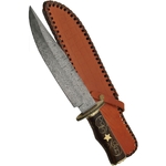 Grand poignard 40cm lame DAMAS - Couteau bois et laiton - Copie