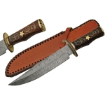 Grand poignard 40cm lame DAMAS - Couteau bois et laiton