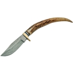 Poignard 21,7cm lame DAMAS - Couteau en bois de cerf.