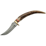 Poignard 21,7cm lame DAMAS - Couteau en bois de cerf2.