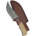 Poignard couteau 20,5cm lame DAMAS - Damascus bois et os..