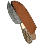 Poignard couteau 23cm lame DAMAS - Damascus corne bélier..