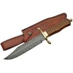 Grand poignard couteau 33,5cm DAMAS - Damascus laiton