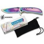 Couteau pliant ALBAINOX titane rainbow 15,8cm + pochette2