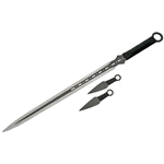 Katana ninja 71cm et 2 kunaïs - épée full tang