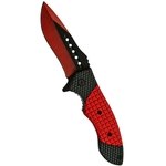 Couteau pliant 19,8cm clip ceinture - noir et rouge.