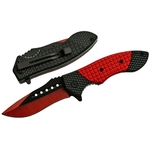 Couteau pliant 19,8cm clip ceinture - noir et rouge