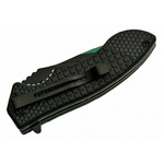 Couteau pliant 19,8cm clip ceinture - noir et vert..