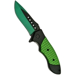 Couteau pliant 19,8cm clip ceinture - noir et vert.