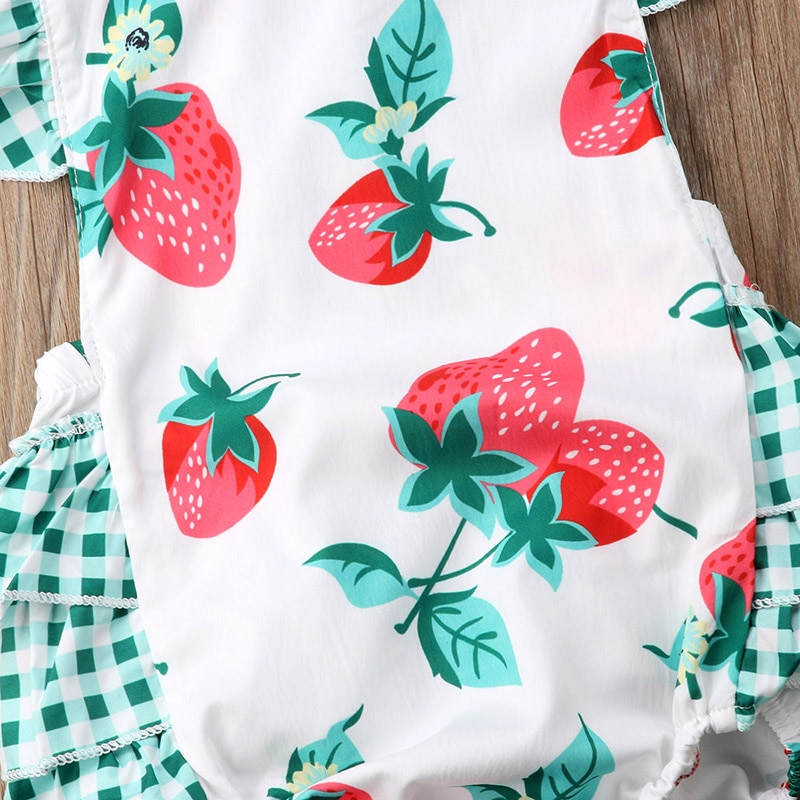 nouveau-bb-fille-fraise-vêtements-sans-manches-Tutu-volants-barboteuse-été-printemps-bébé