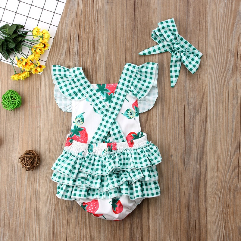 nouveau-bb-fille-fraise-vêtements-sans-manches-Tutu-volants-barboteuse-été-printemps-bébé