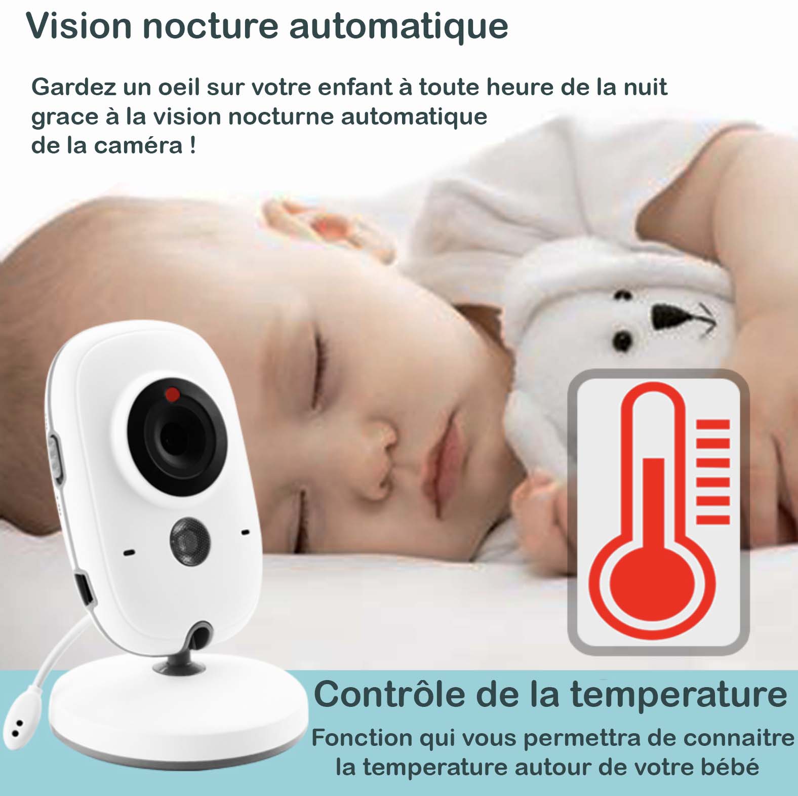 babyphone vidéo baby monitor controle de la temperature