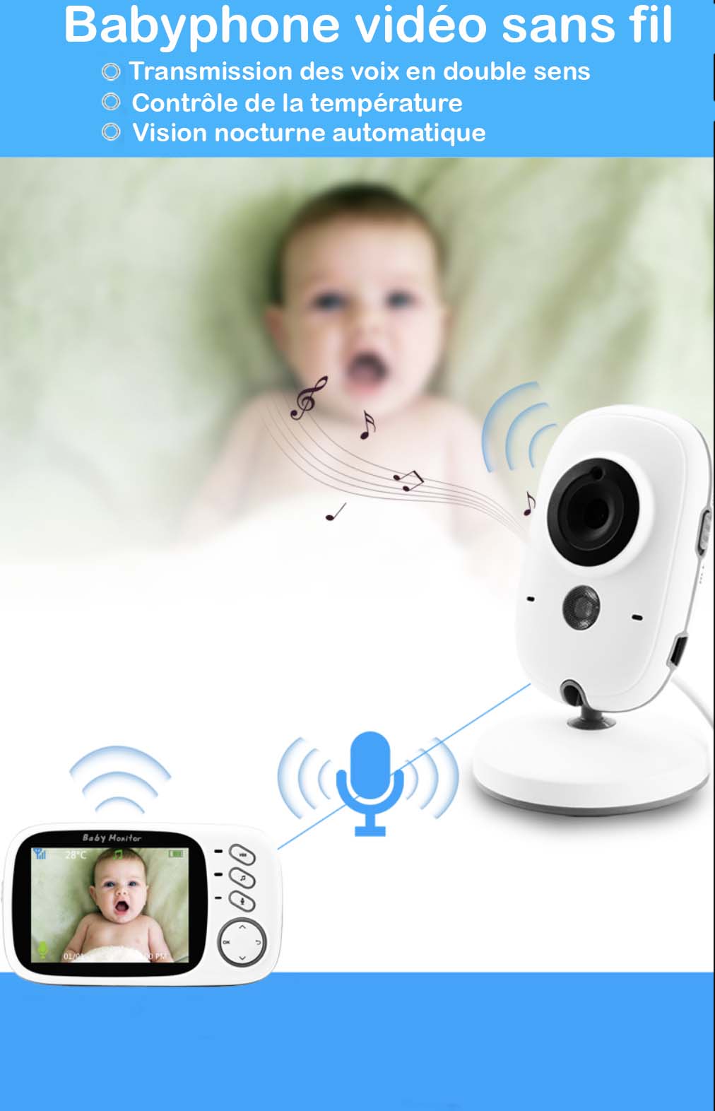 babyphone vidéo baby monitor sans fil