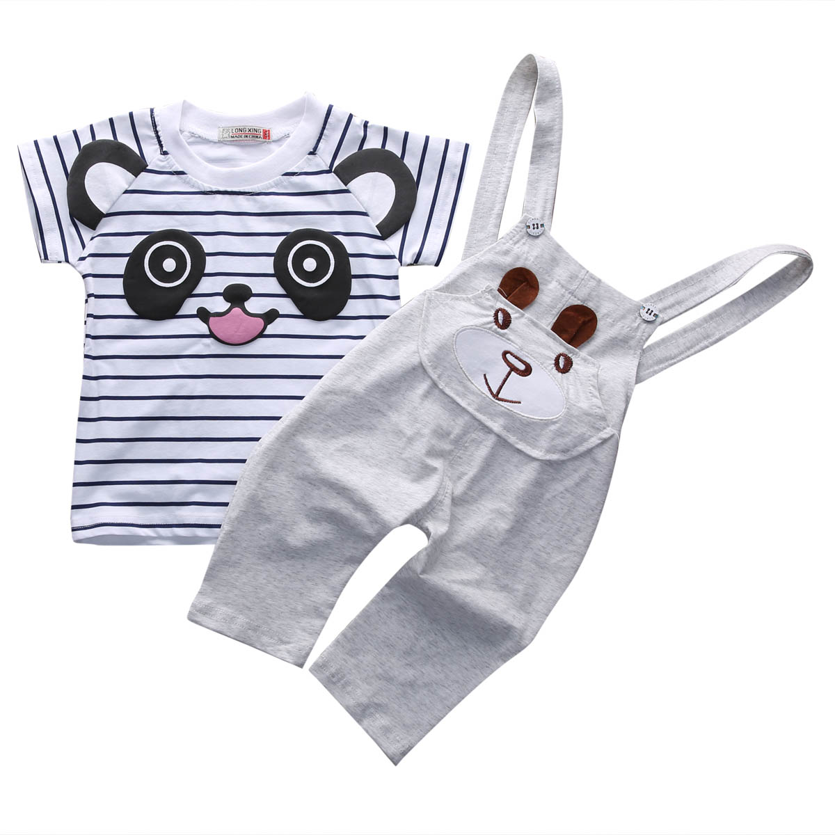 Ensemble t-shirt panda &amp; salopette lapin pour bébé