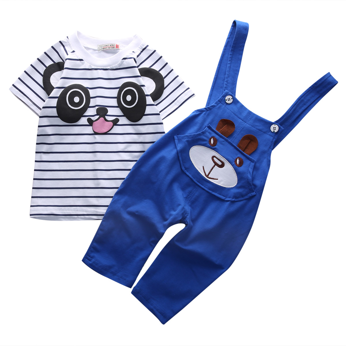Ensemble t-shirt panda &amp; salopette lapin pour bébé