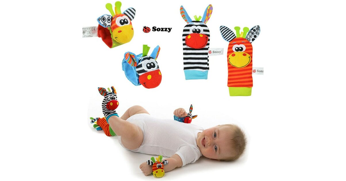 Set De Chaussettes Et Bracelets à Hochet Pour Bébé | 4 Pièces | Jouet Sensoriel Doux | Stimulation Auditive Et Visuelle