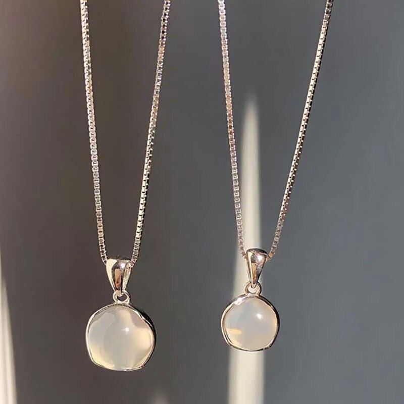 Collier-pendentif-rond-en-opale-gothique-pour-femme-Kpop-document-en-argent-esth-tique-colliers-de