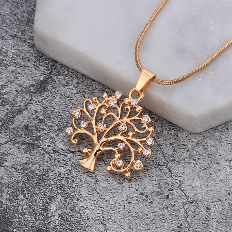 Arbre-de-vie-pendentif-collier-ras-du-cou-femmes-bijoux-mode-2018-cristal-Rose-or-d