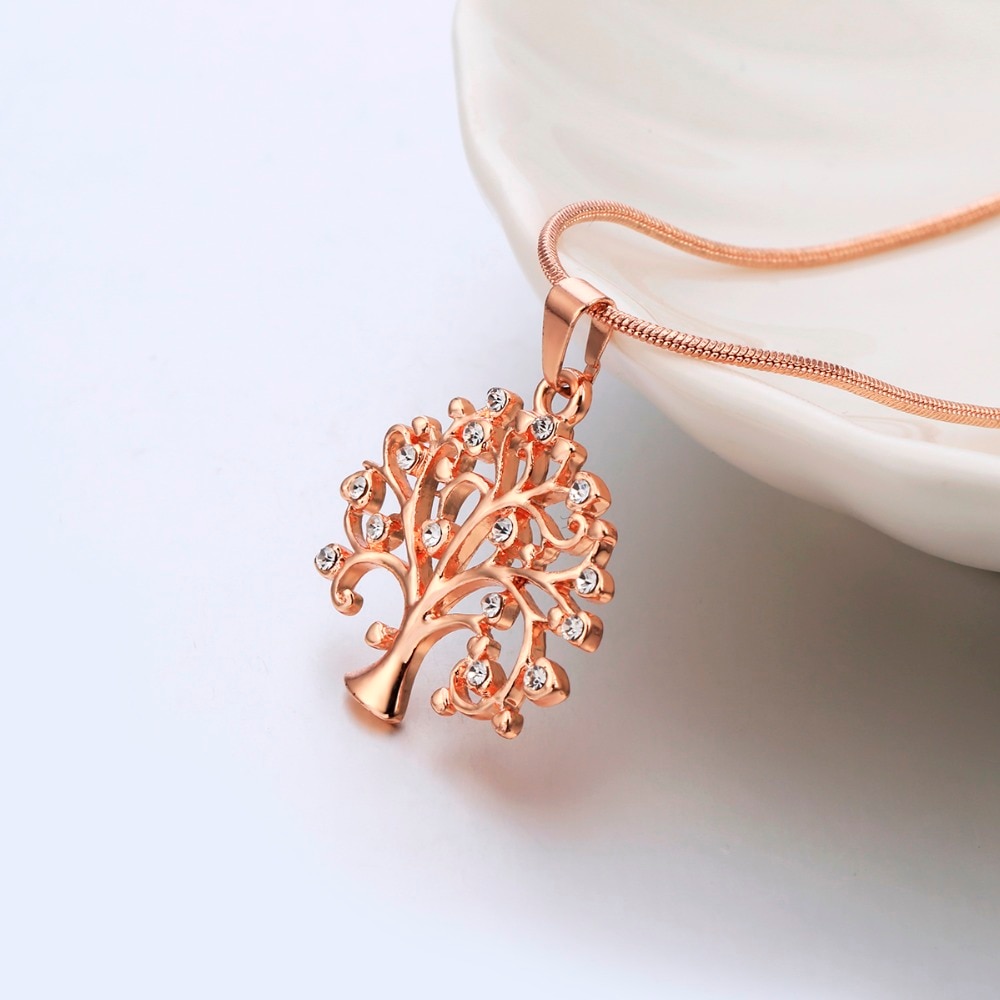 Arbre-de-vie-pendentif-collier-ras-du-cou-femmes-bijoux-mode-2018-cristal-Rose-or-d